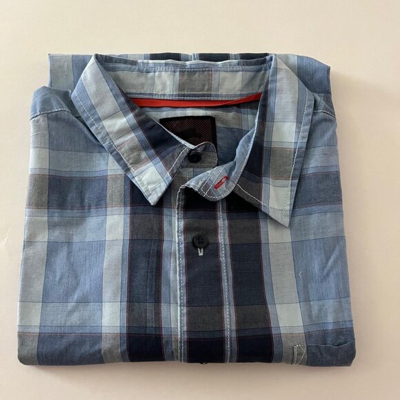 NWT Sz 2XL🔥Tony Hawk Blue Button Up Short Sleeve Plaid Shirt - Picture 1 of 5